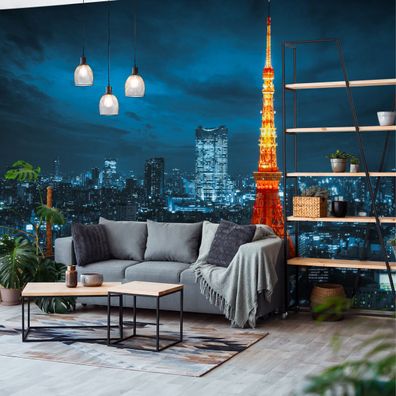Muralo VINYL Fototapete XXL TAPETE Jugend Tokio Tower in der Nacht 3D 2745