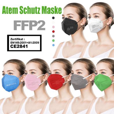 50x FFP2-Masken CE Zertifiziert 5-Lagig Bunte Atemschutz FFP2-Masken 7 Farben