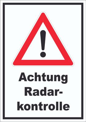 Achtung Radarkontrolle Aufkleber