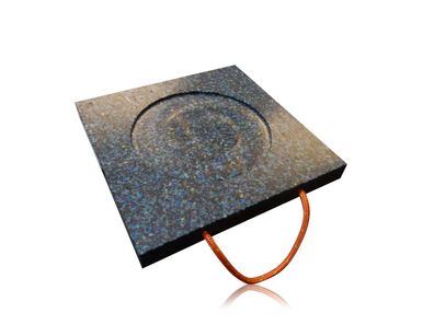 Gummierte Abstützplatte/ Unterlegplatte mit Kreisausfräsung (BxHxT) 500x500x50
