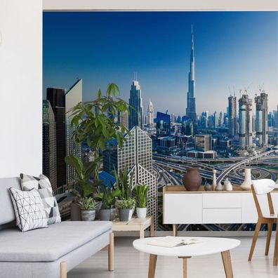 Muralo VINYL Fototapete XXL TAPETE Wohnzimmer Dubai Panorama Straßen 2640