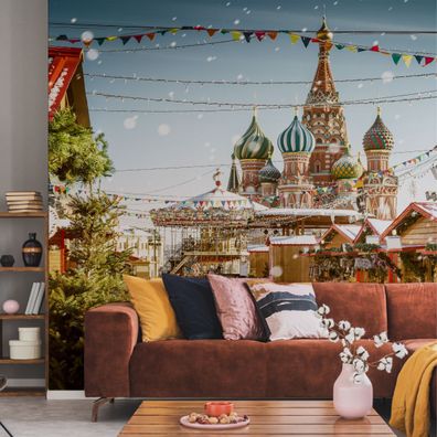 Muralo VINYL Fototapete XXL TAPETE Wohnzimmer Jahrmarkt Moskau Winter 2696