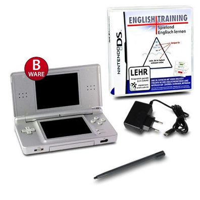 Nintendo DS LITE Konsole in SILBER #73B + ähnl Ladekabel + Spiel English Training