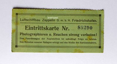 Eintrittskarte Luftschiffbau Zeppelin Friedrichshafen 1929