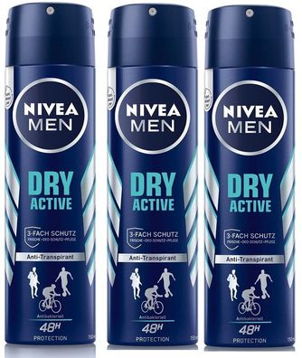 Nivea Men Dry Active 48h Deo-Spray nach Sportlichen Activitäten 3x Stk(3x150ml)