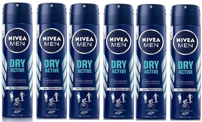 Nivea Men Dry Active 48h Deo-Spray nach Sportlichen Activitäten 6x Stk(6x150ml)