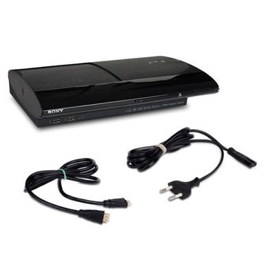 PS3 Konsole Super Slim 12 GB Modell Nr. CECH-4304A in Schwarz mit Kabel