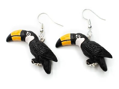 Tukan Ohrringe Ohrring Miniblings Hänger Vogel Tier Exotisch Keramik 40mm