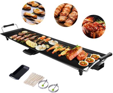 Elektrogrill 90x23cm, Elektrische Grillplatte 1800W, Grill mit Antihaftbeschichtung