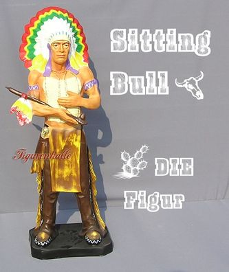 Western Sitting Bull Häuptling Indianer Arizona Sioux Figur Statue Skulptur groß