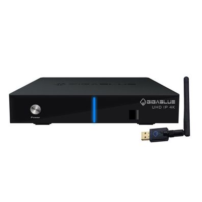 GigaBlue UHD IP 4K HDMI SD Karte Multiroom IP Box Receiver + 600Mbit Wlan Stick