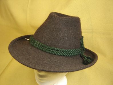 bayrischer Trachtenhut klassische Form braun mit grüner Kordel zur Tracht50