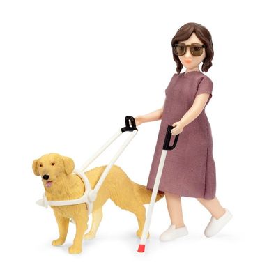 Lundby 60.8080 - DOLLS WITH CANE AND GUIDE DOG - Frau mit Blindenhund 1:18