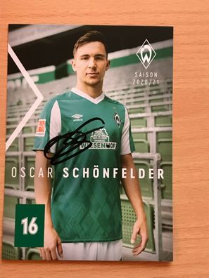 Autogrammkarte - OSCAR Schönfelder WERDER BREMEN 2020-21 - orig. signiert #1226