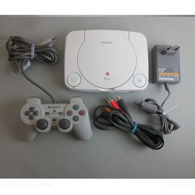 Playstation ONE - PSOne - PS1 Konsole SLIM + ALLE KABEL + DUAL SHOCK Controller GRAU