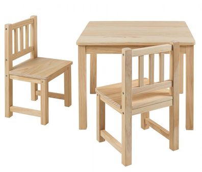 Kinder Sitzgruppe Kindermöbel Set mit 2x Stuhl und Tisch Holz Kiefer Natur BOMI®