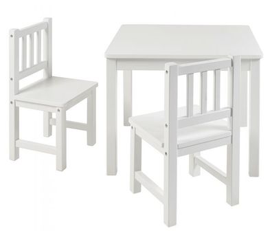 Kinder Sitzgruppe Kindermöbel Set mit 2x Stuhl und Tisch weiß Holz Kiefer BOMI®