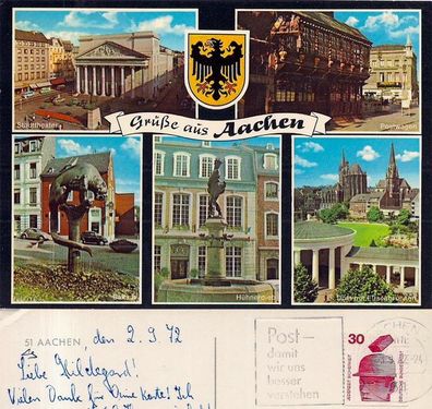 AK Aachen Mehrbildkarte von 1972 in Farbe