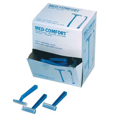 Einmalrasierer Einwegrasierer blau 100 Stück 1- schneidig / Med-Comfort
