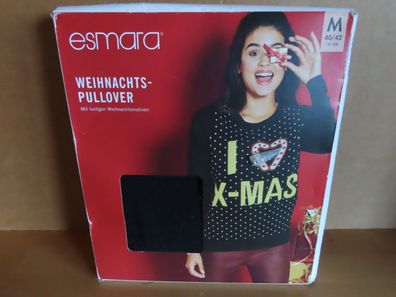 Pullover Weihnachtspullover schwarz -I Love X-Mas- Gr. 40/42 Esmara