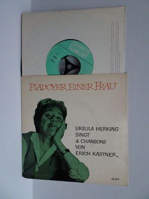 7" Single Literarische Kleinkunst Ursula Herking singt 4 Chansons von Erich Kästner