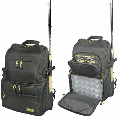 Rucksack, Angelrucksack, SPRO Raubfischtasche Back Pack mit 4 Kunststoffboxen