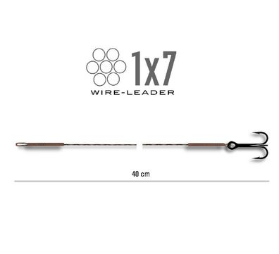 Stahlvorfach / Wire Leader 1x7 / Feines Vorfach mit Drilling Gr. 6 - 6kg - 40cm