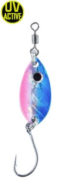 Forellenblinker "LEAF" mit Einzelhaken, Blau-Pink, 1,5g