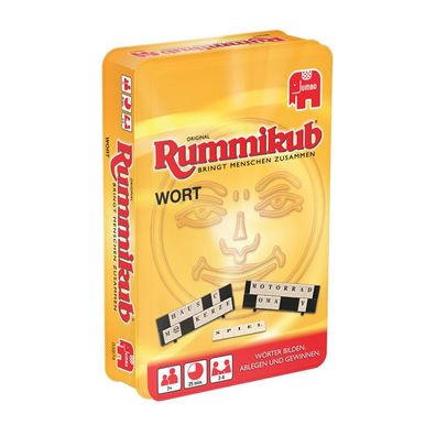 Jumbo 3974 Denkspiel Original Rummikub Wort Kompakt in Metalldose ab 7 Jahre
