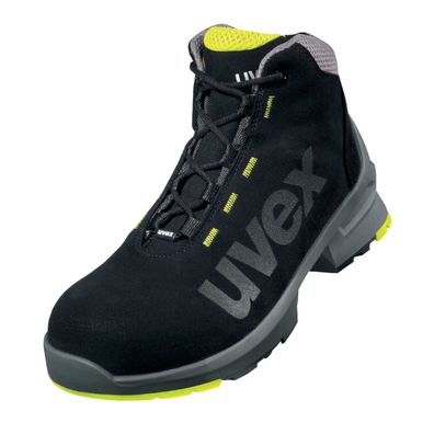uvex 1 Sicherheits-Stiefel S2 schwarz-gelb, Arbeitsstiefel ESD-Sohle metallfrei