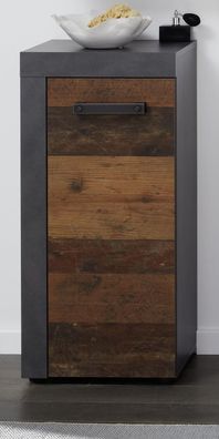 Unterschrank Cancun in Old Used Wood Design mit Matera grau 36 x 81 cm Badezimmer