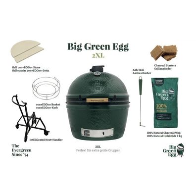 Big Green Egg 2XLarge Starter-Set Kamadogrill Keramikgrill ? 73 cm Grillrost für bis