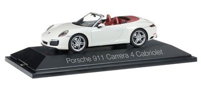 Herpa 071116 - Porsche 911 Carrera 4 Cabriolet, carraraweiß metallic. PC. 1:43