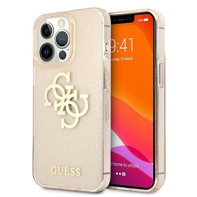 Handyhülle Guess iPhone 13 Pro Max Case Kunststoff Hardcase rosa Glitzer