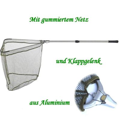 Kescher - Unterfangkescher Alu / Balzer 1,80m 2-tlg 60 x 60cm Netz gummiert