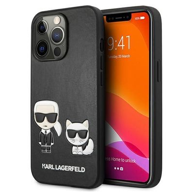 Handyhülle Karl Lagerfeld iPhone 13 Pro Case Kunstleder Hardcase schwarz
