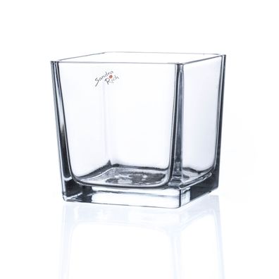 Vase Glas Kastenvase Glasvase -CUBE- quadratisch klar H 12 cm