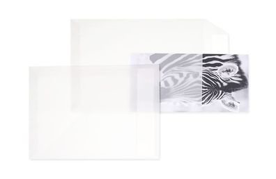 250 Transparente Briefumschläge im Format 229 x 324 mm (DIN C4) mit Haftklebung