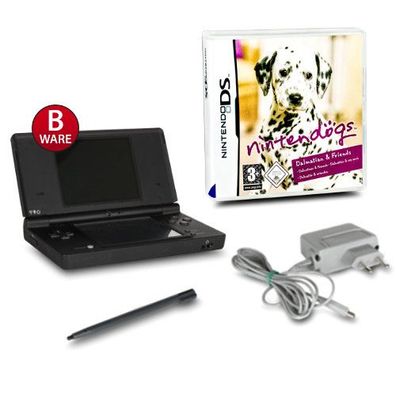 Nintendo DSi Konsole Schwarz #81B + Ladekabel + Nintendogs - Dalmatiner & Friends