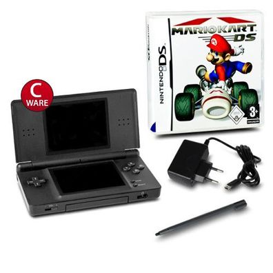 Nintendo DS Lite Handheld Konsole Schwarz #70C + Ladekabel + Spiel Mario Kart DS