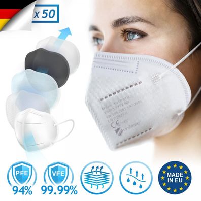 Virshields® FFP2 Schutz Maske Atemschutz Mundschutz Atemschutzmaske in Weiß
