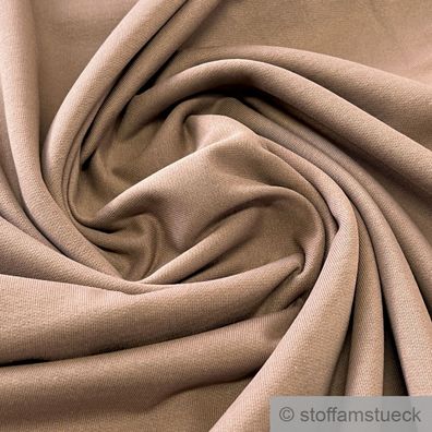 0,5 Meter Stoff Baumwolle Single Jersey angeraut beige Sweatshirt weich dehnbar