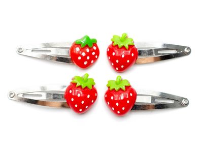 4er Set Erdbeeren Haarspangen Miniblings Haarspange Beere rot Frucht Obst Sommer