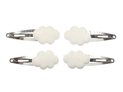 Wolke 4er Set Haarspangen Haarspange Miniblings Wolken Himmel Regenbogen 3D Weis