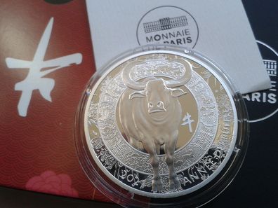 Original 10 euro 2021 PP Frankreich Lunar Ochse Büffel Buffalo 22,2g 999er Silber PP
