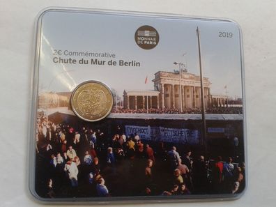 Original 2 euro 2019 Frankreich coincard Blister Mauerfall Berliner Mauer