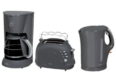 Clatronic Frühstücks-Set Grau (Kaffemaschine + Toaster + Wasserkocher)