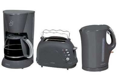 Bommann Frühstücks-Set Grau (Kaffemaschine + Toaster + Wasserkocher)