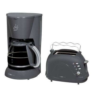 Clatronic Frühstücks-Set Grau (Kaffemaschine + Toaster)