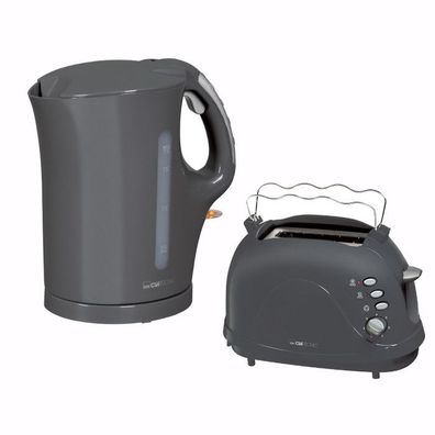 Clatronic Frühstücks-Set Frühstücksset Grau: Wasserkocher + Toaster